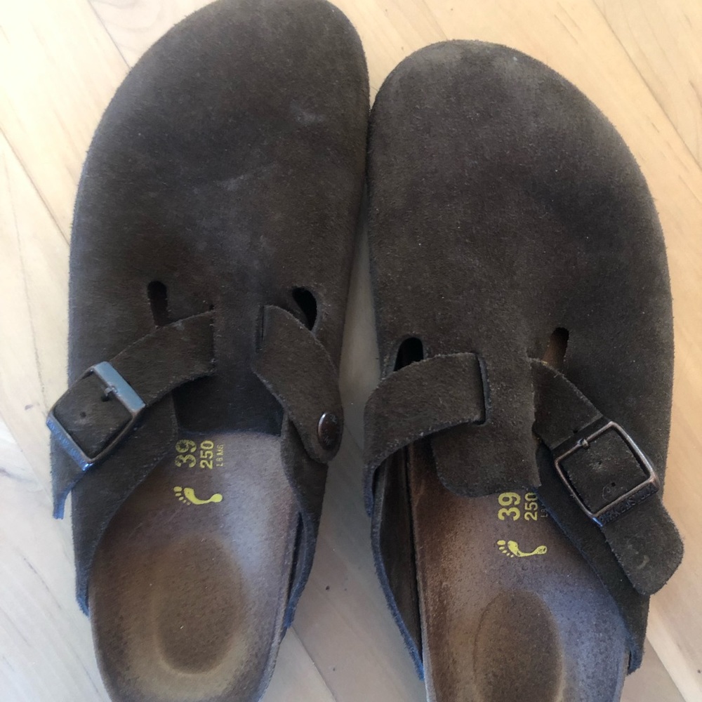 Brown Suede Birkenstock Clogs